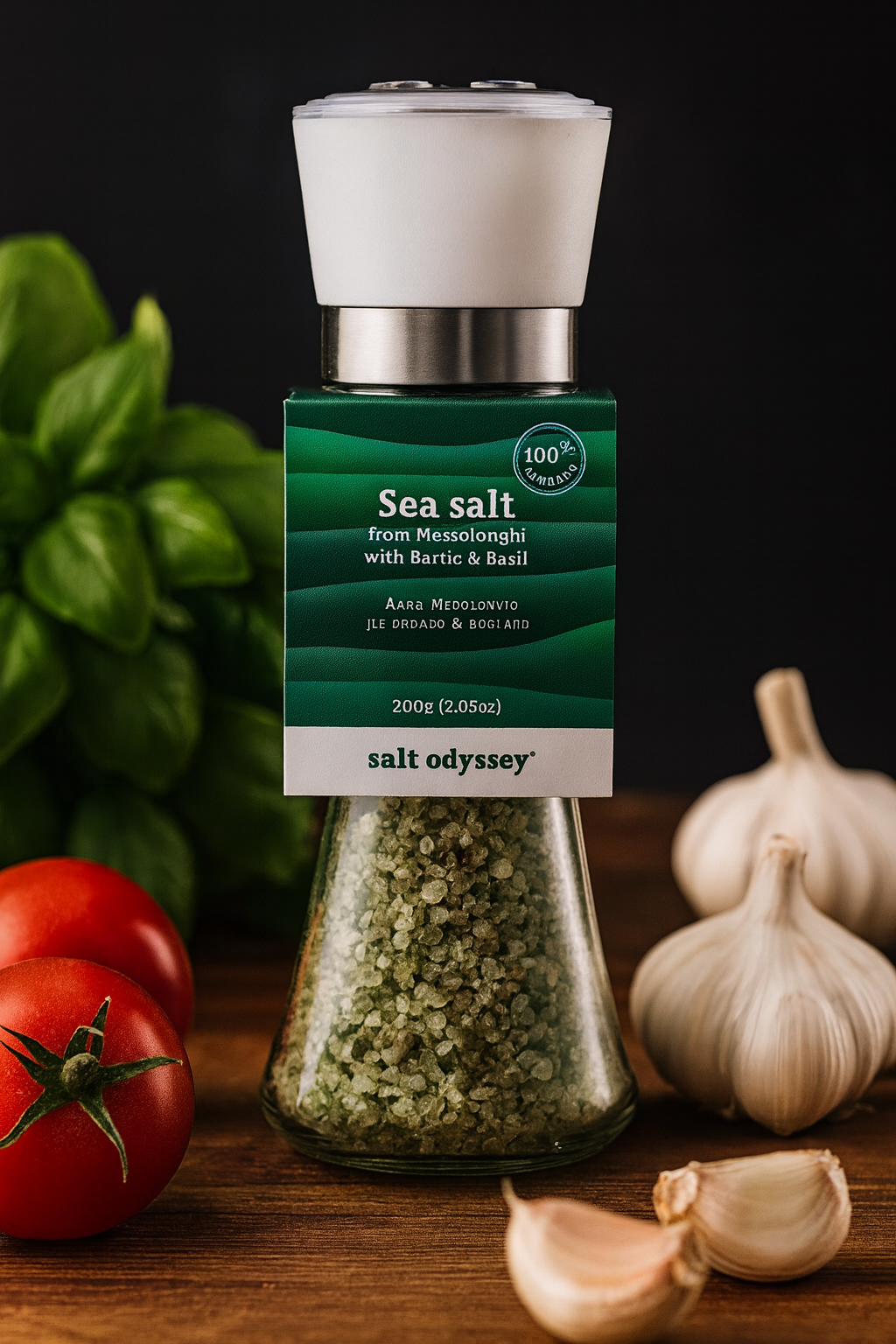 Salt Odyssey Sea Salt Mill with Basil & Garlic 180g