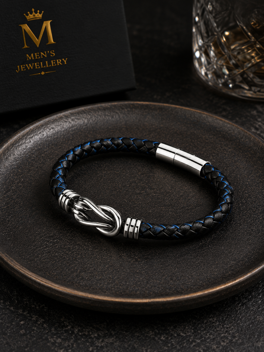 Men’s  Braided Leather Bracelet ( code 20-154)