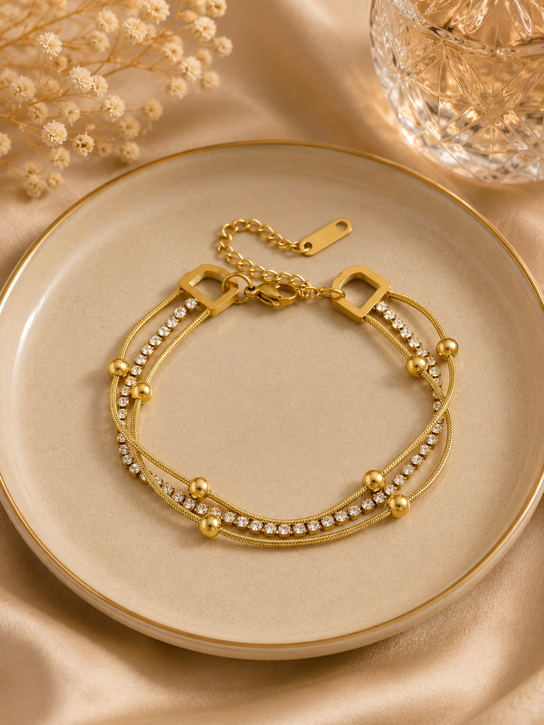Gold Plated Crystal Layered Bracelet ( code 21-161)