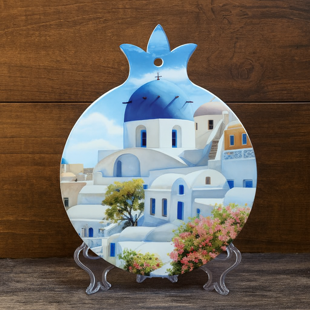 Santorini-Inspired Decorative Wall Plaque
