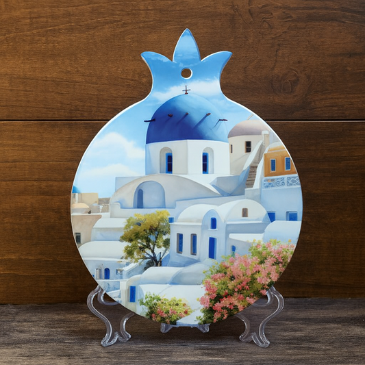 Santorini-Inspired Decorative Wall Plaque