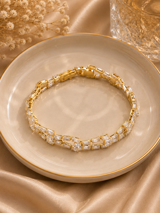 Gold Plated Crystal Tennis Bracelet ( Code 21-162)