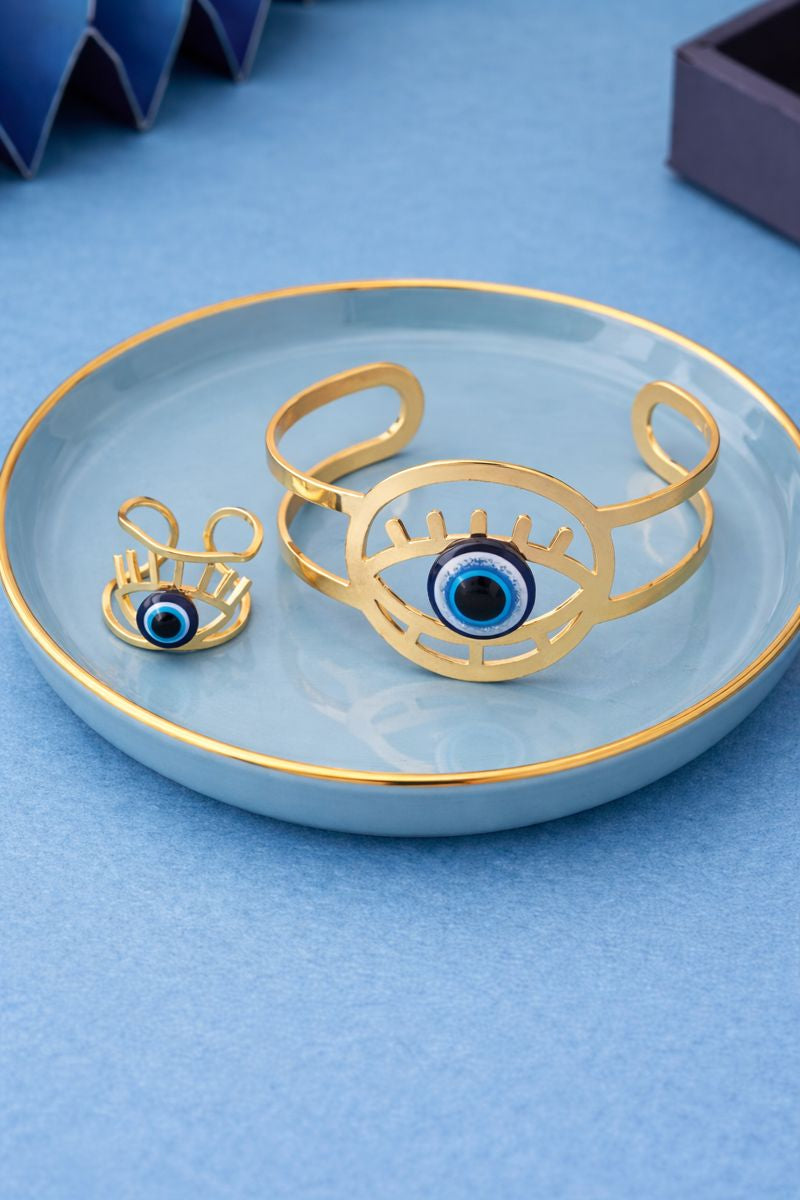 Bracelet & Ring Set – Evil Eye Design