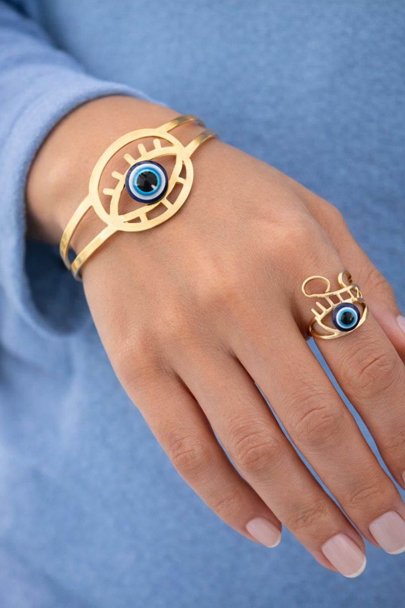 Bracelet & Ring Set – Evil Eye Design