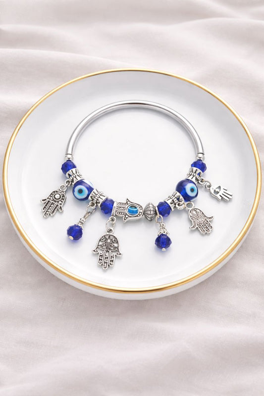 Blue Evil Eye & Hamsa Charm Bracelet