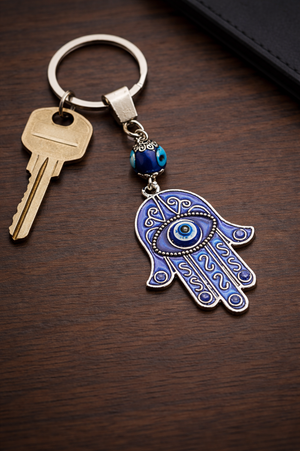 Blue Hamsa Evil Eye Keychain