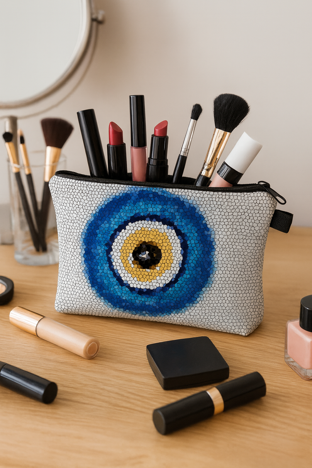 SWEET UNICORN Evil Eye Print Women’s Makeup Pouch – Vibrant, Protective & Perfect for Everyday Use