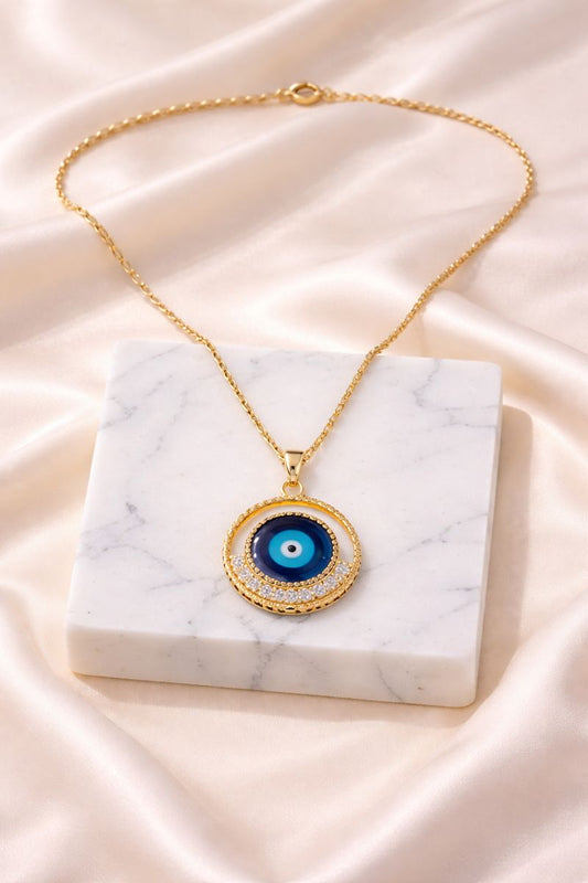 Gold Evil Eye Necklace – Protective Charm Pendant (Code 12-96)