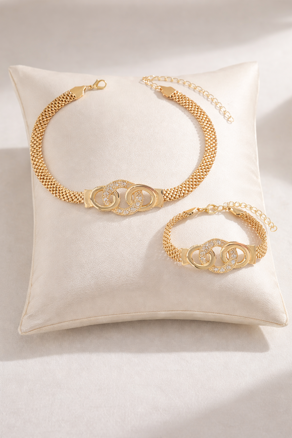 Gold Plated Crystal Link Choker Necklace