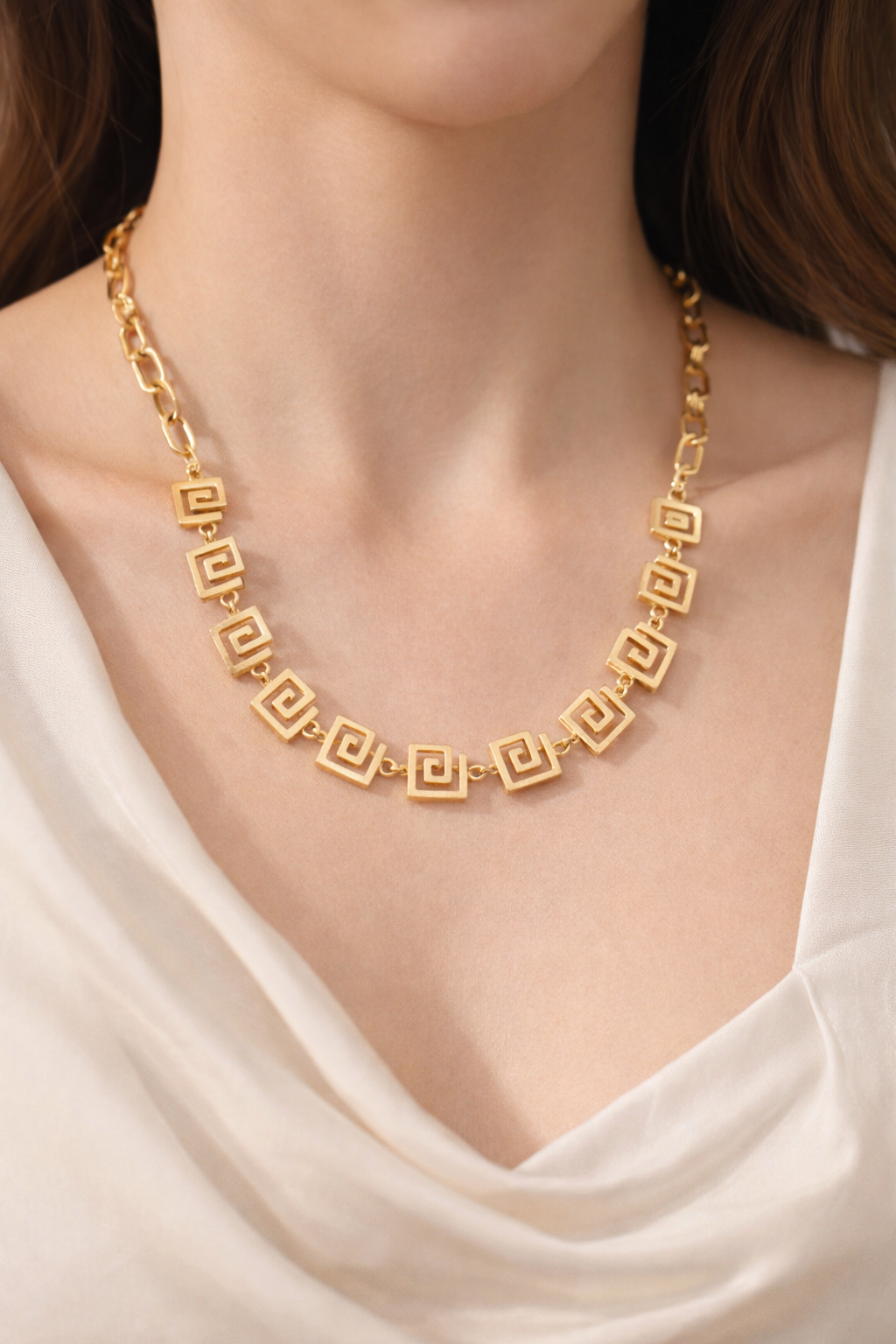 Greek Key Statement Necklace (Code 10-73)