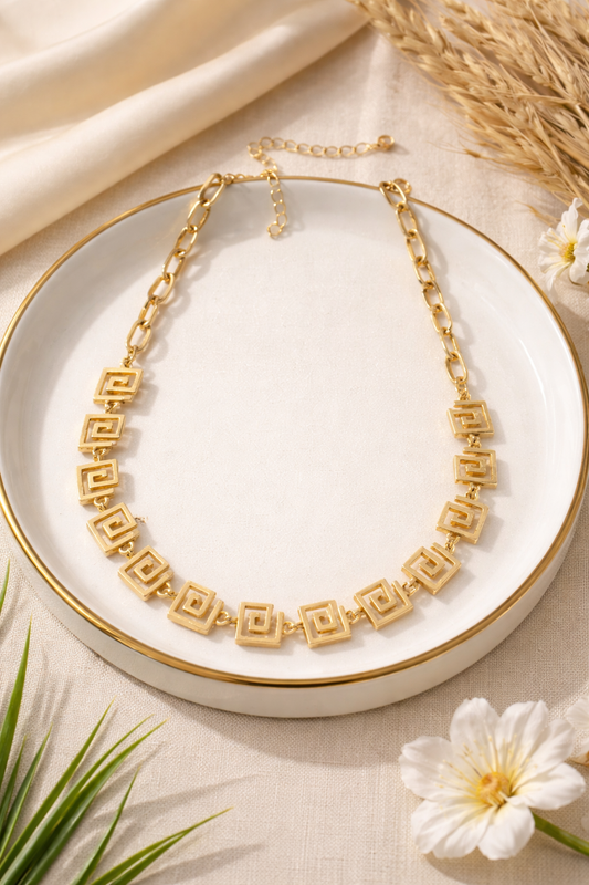 Greek Key Statement Necklace (Code 10-73)