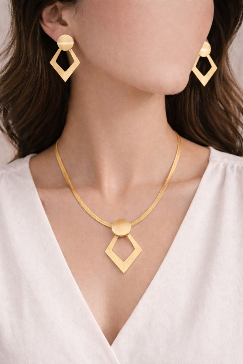 Gold Necklace & Earrings Set ( Code 22-176)