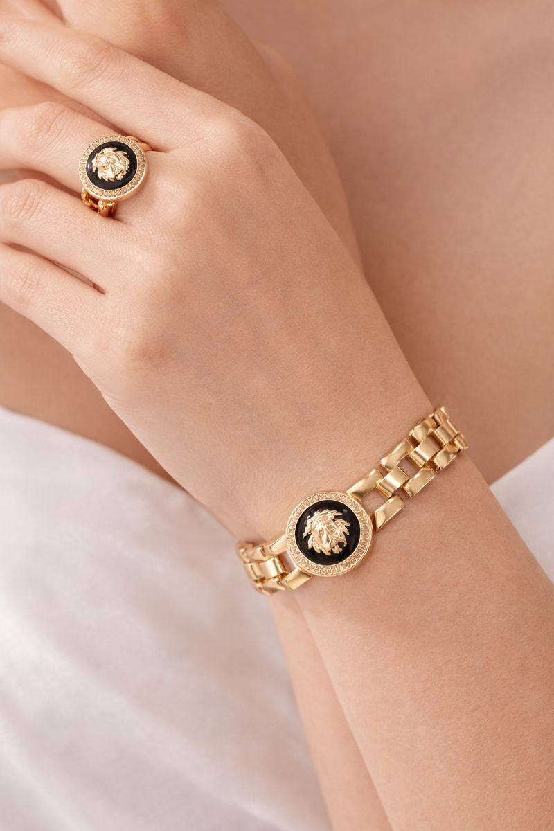 Gold Lion Medallion Bracelet & Ring Set ( Code 22-173)