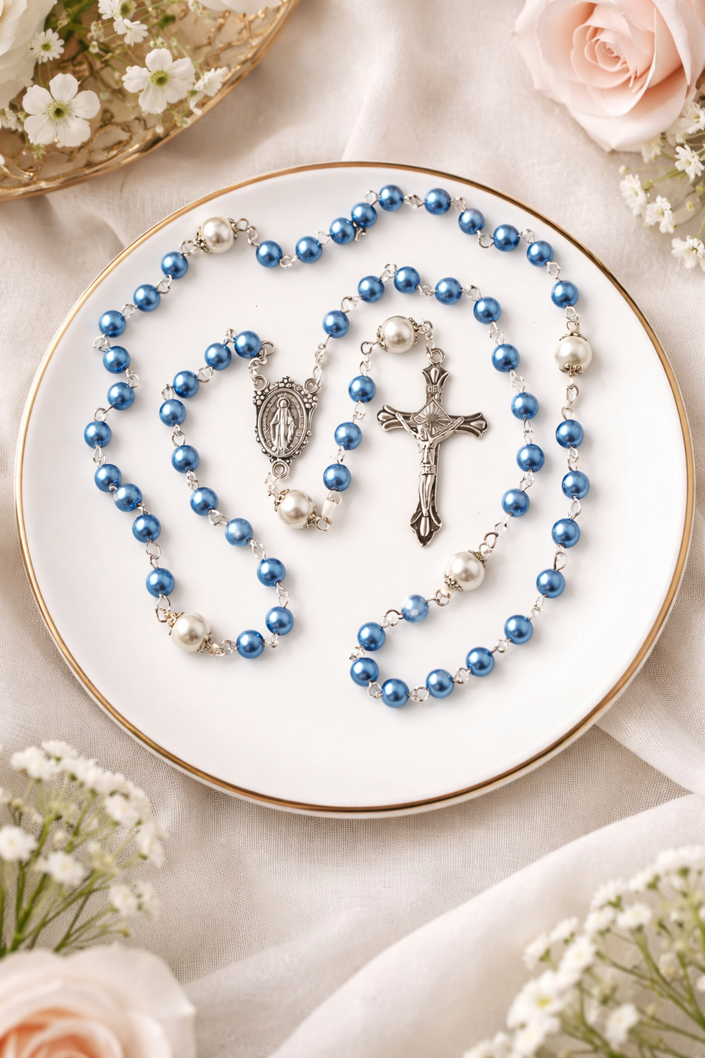 Blue & Pearl Rosary
