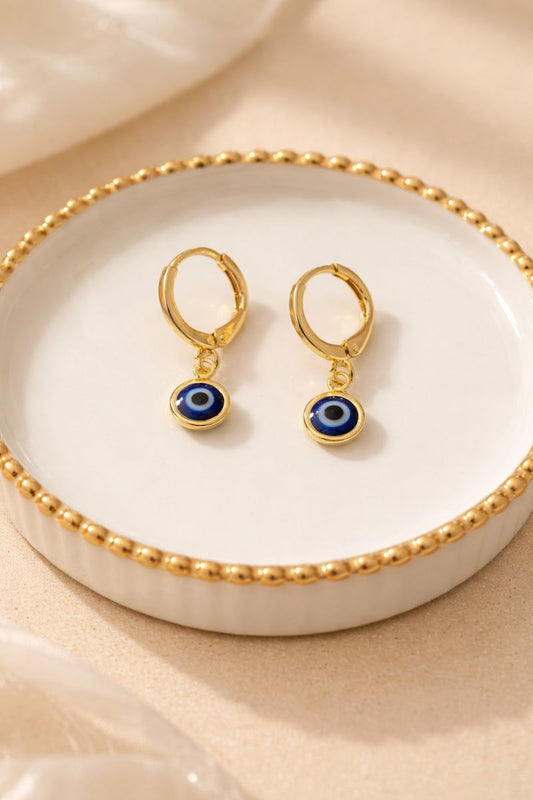 Children’s Gold Plated  Evil Eye Huggie Earrings