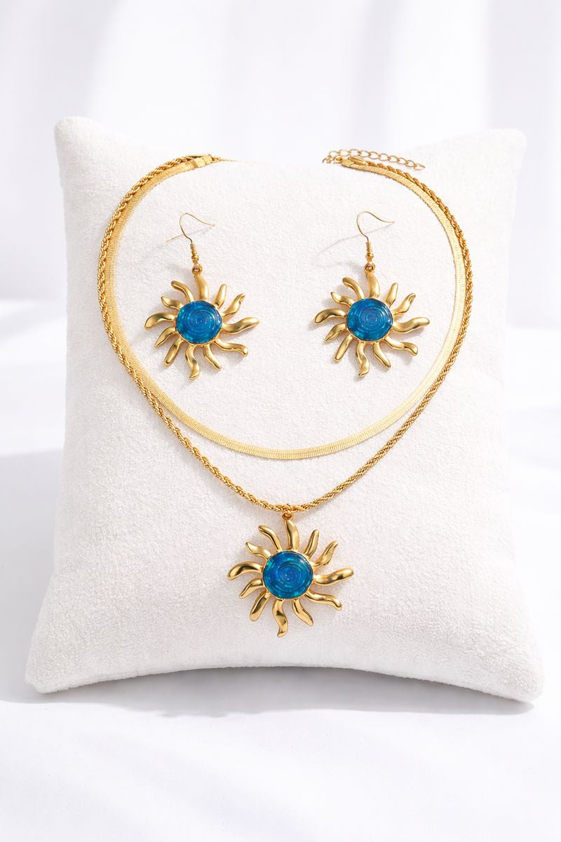 Sunburst Blue Medallion Jewellery Set ( Code 23-177)