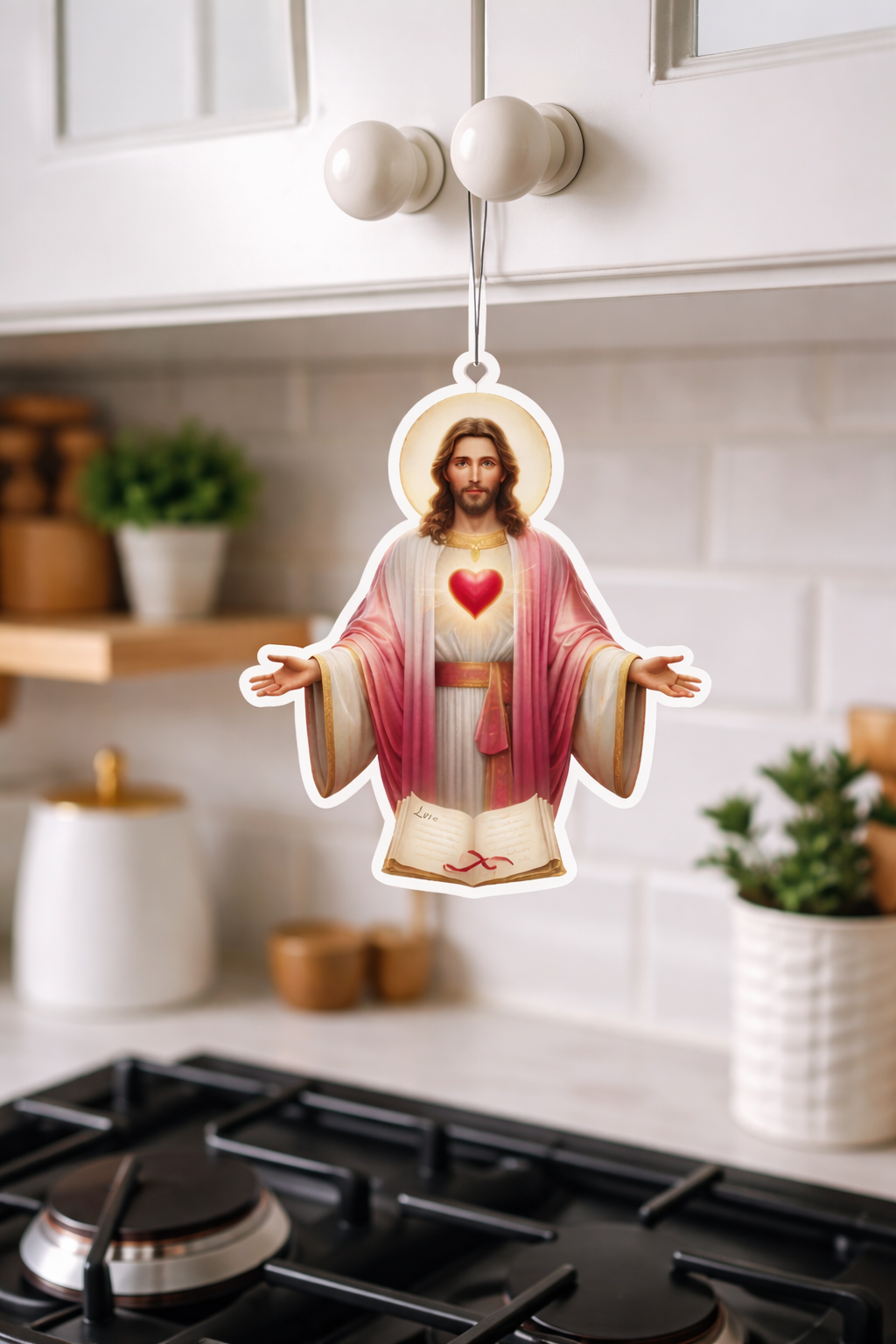2D Flat Acrylic Jesus Hanging Decoration – Sacred Heart, Open Arms Faith Design