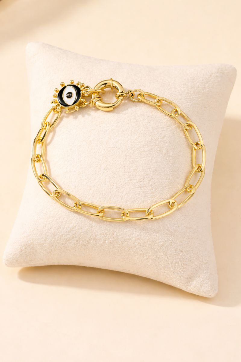 Gold Plated  Evil Eye Chain Bracelet( code 14-112)