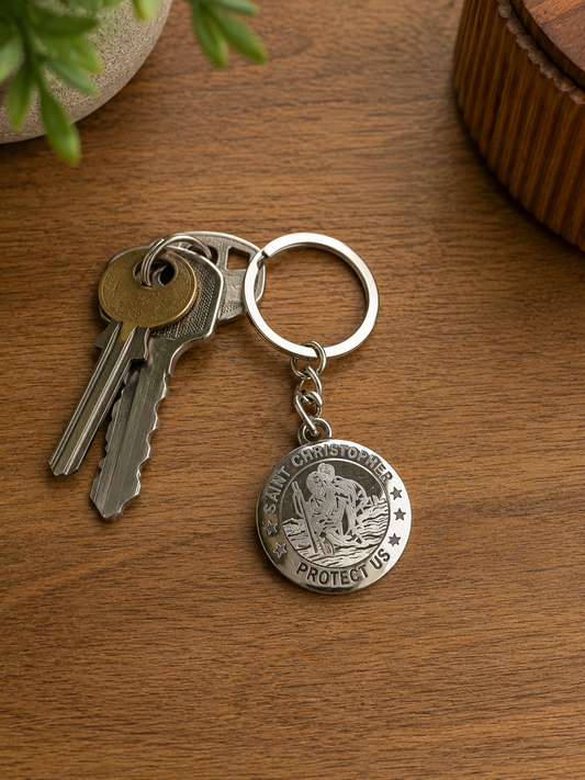Engraved Saint Christopher Keyring