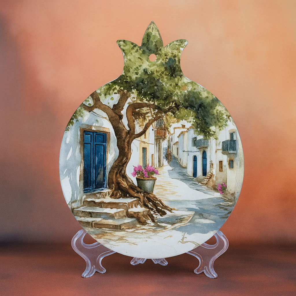 Santorini-Inspired Decorative Wall Plaque