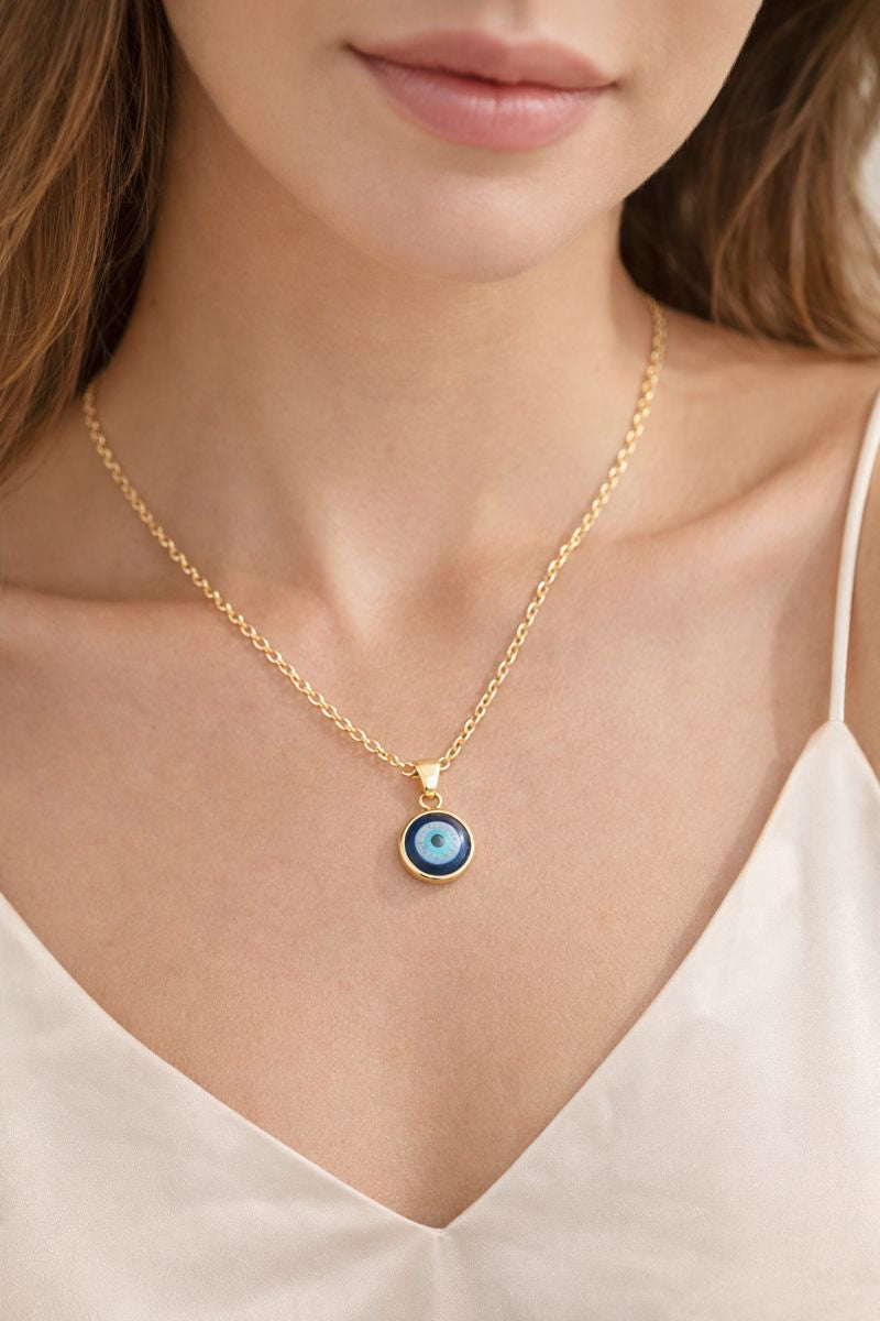 Evil Eye Pendant Necklace – Gold Tone