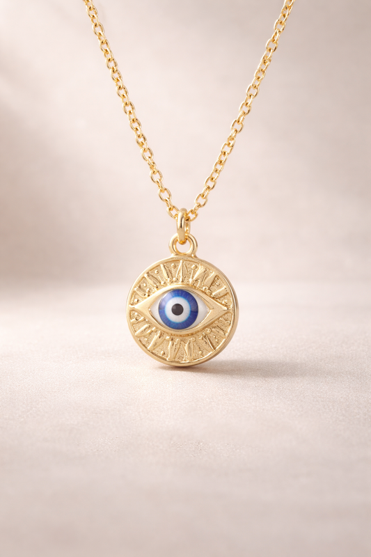 Evil Eye Gold Plated Pendant Necklace(Code 10-79)