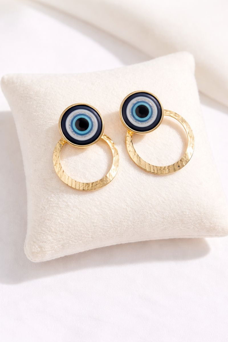 Evil Eye Gold Plated Hoop Earrings