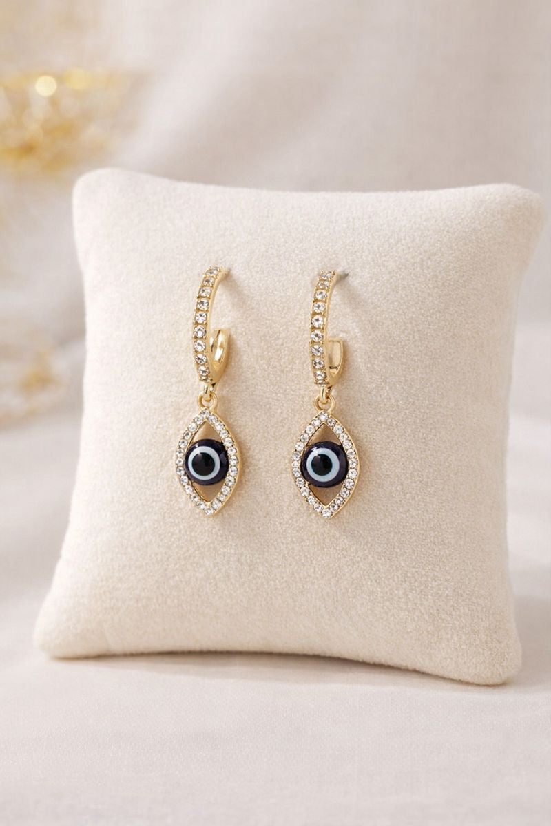 Gold Plated Evil Eye Drop Earrings