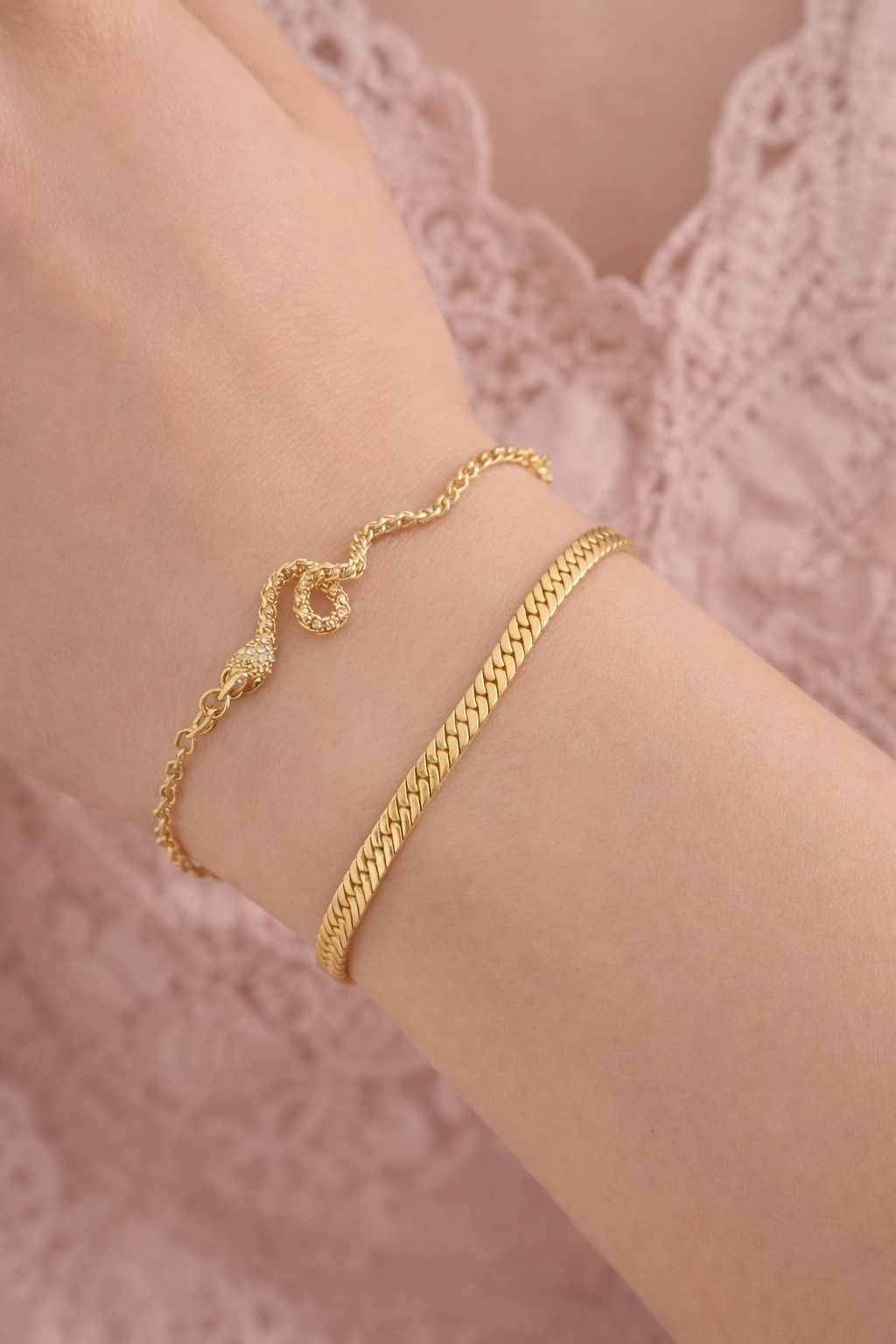 Gold Plated Chain Bracelet Set