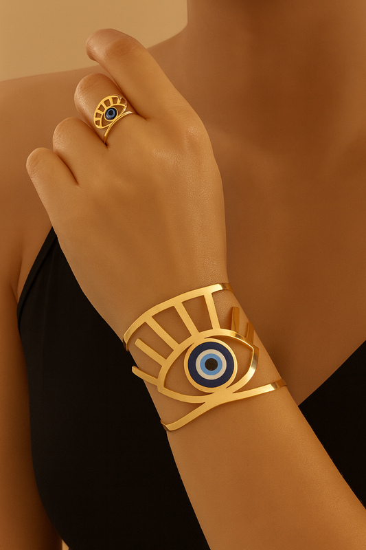 Boho Alloy Simple Open Eye Ring Bangle – Adjustable | Everyday Style