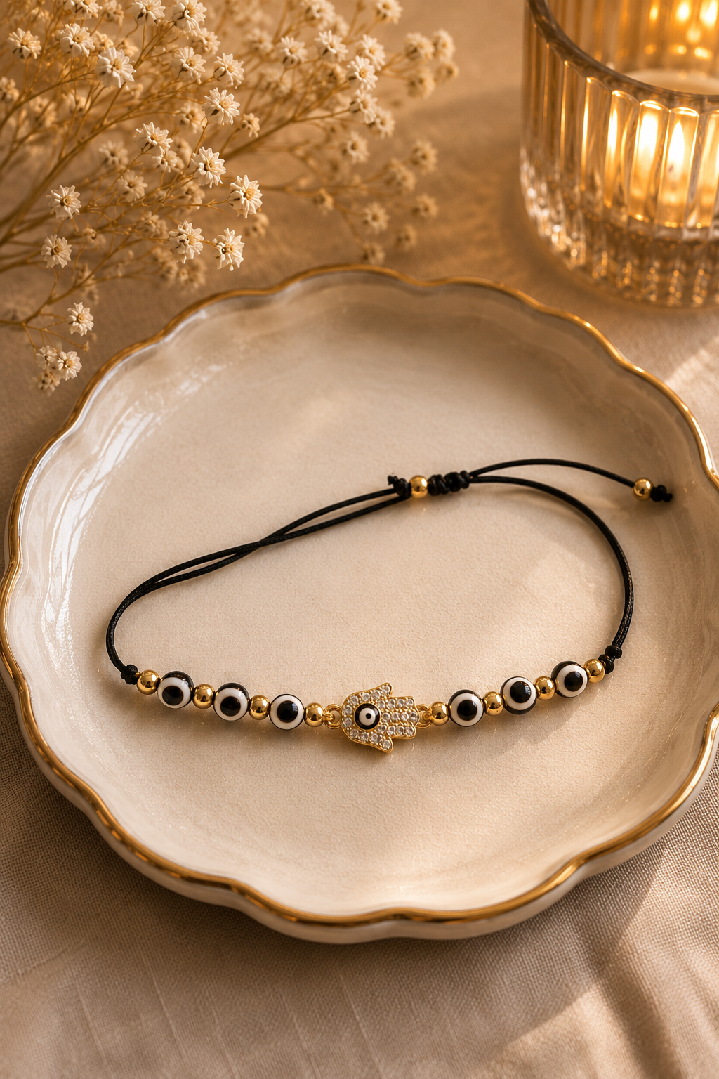 Evil Eye Hamsa Adjustable Bracelet (Code 4-30)