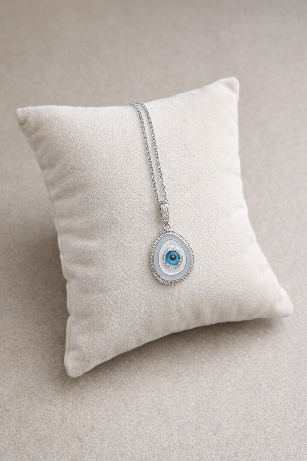 Evil Eye Pendant Necklace – Silver Finish (Code 12-89)