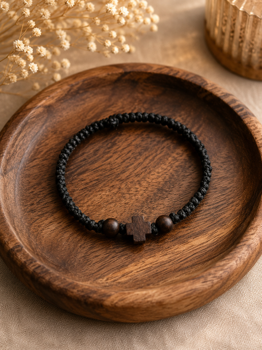 Black Orthodox Cross Kobiskini Bracelet (Code 2-11)