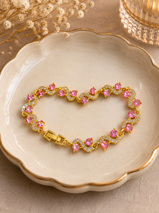Rose Gold Pink Crystal Link Bracelet ( code 21-165)