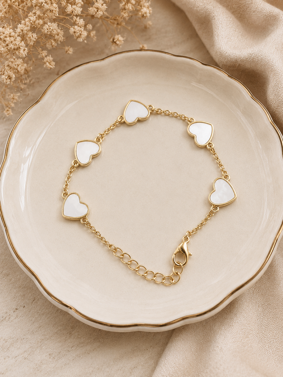 Gold Plated  Heart Bracelet ( B 30 )