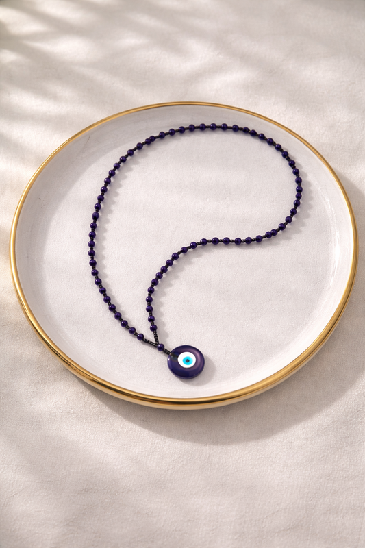 Blue Eye Pendant Necklace with Turquoise Beads