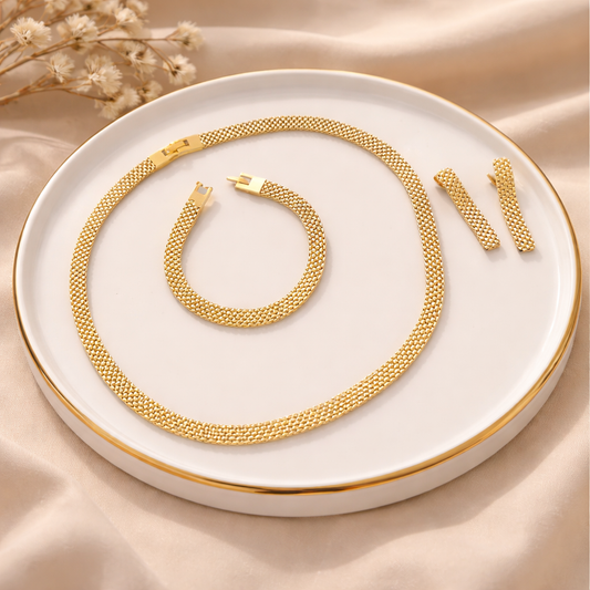 Classic Fashion 3-Piece Women’s Jewelry Set – Necklace, Bracelet & Long Earrings