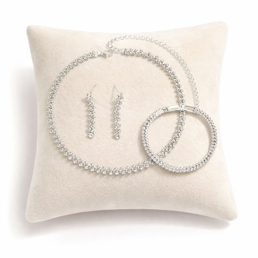 Elegant Necklace, Bracelet & Earrings Set – Silver Tone