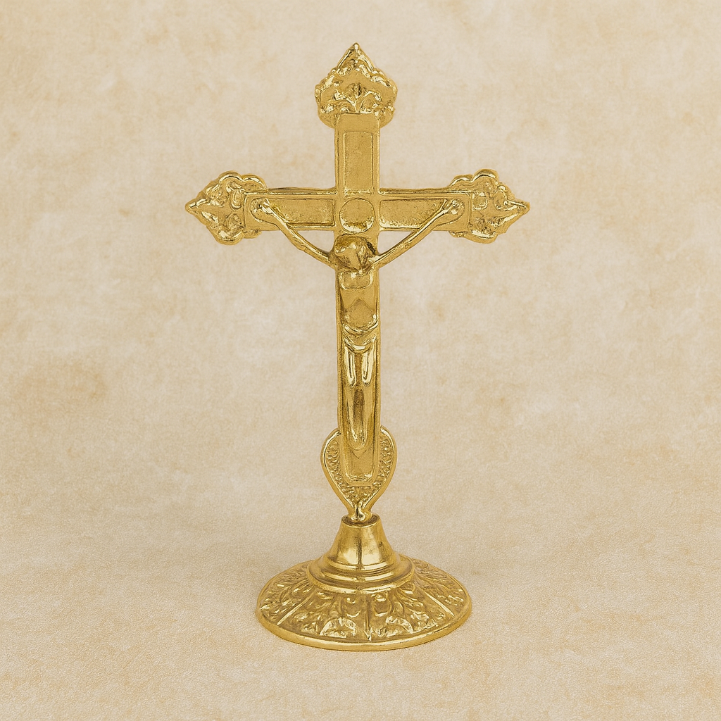 Ornate Standing Crucifix – Available in Gold or Silver Finish