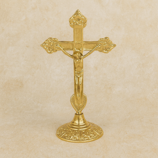 Ornate Standing Crucifix – Available in Gold or Silver Finish