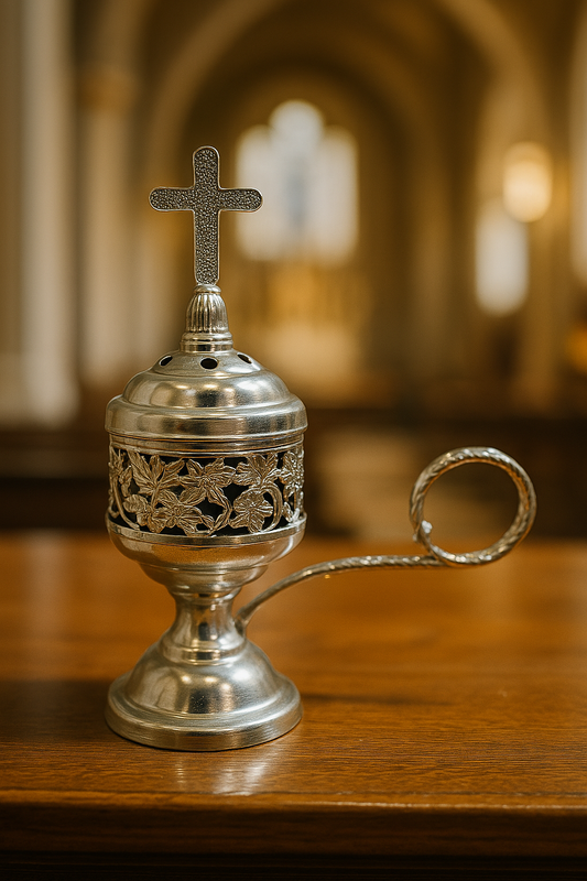 Metal Incense Burner with Cross Design
