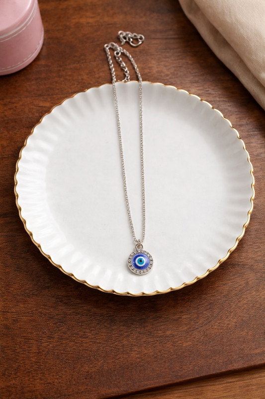 Evil Eye Pendant Necklace – Silver Tone