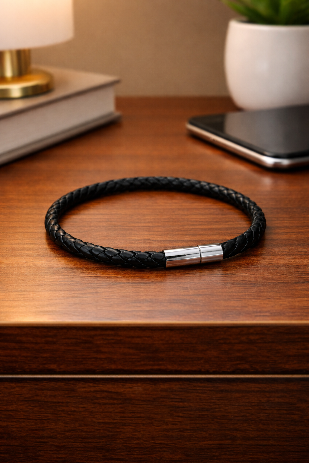 Black Braided Leather Bracelet
