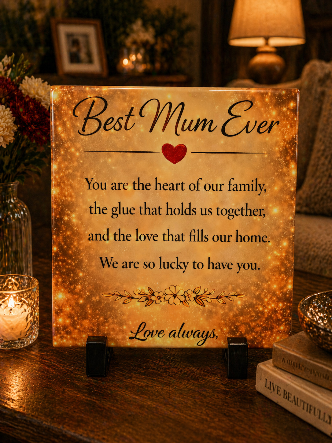 Best Mum Ever” Decorative Plaque – Heartfelt Gift for Mom