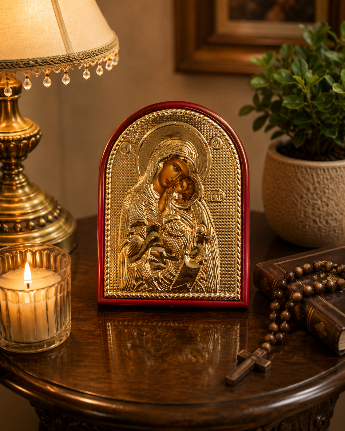 Orthodox Icon of the Virgin Mary and Child 6x5
