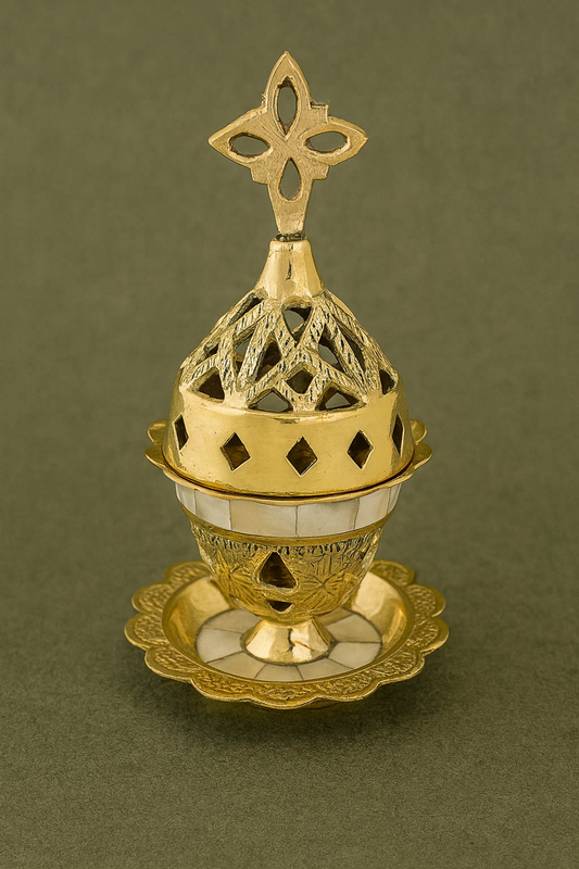 Gold Brass Kandili with Intricate Cutout Design