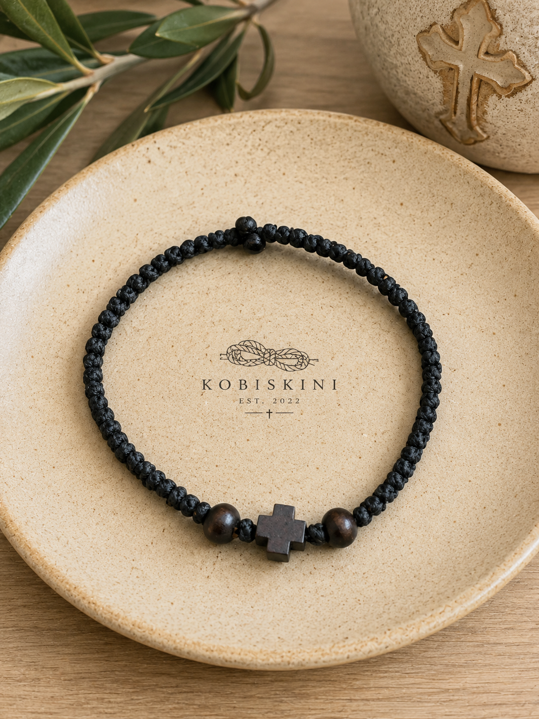 Black Orthodox Cross Kobiskini Bracelet (K 11)