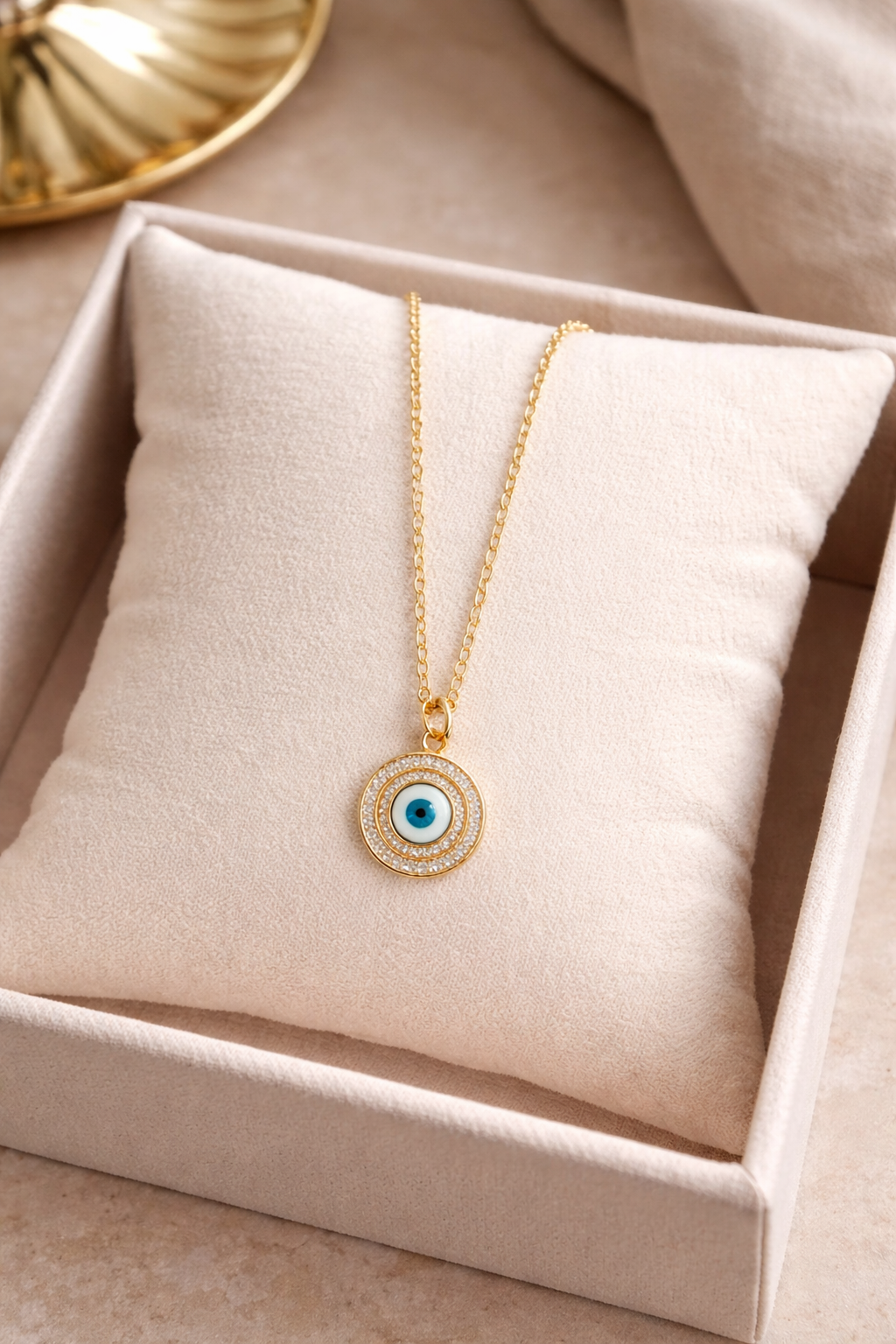 Gold Plated Evil Eye Pendant Necklace ( code 15-119)