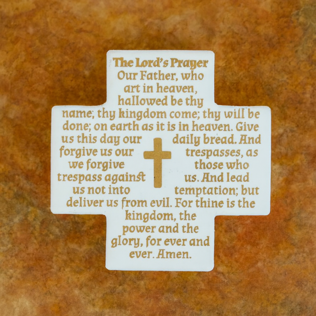 The Lord’s Prayer Cross Plaque in Greek and English