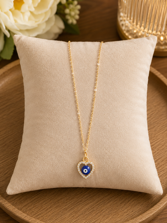 Heart Evil Eye Necklace – Gold Plated  Finish ( Code 24-191)